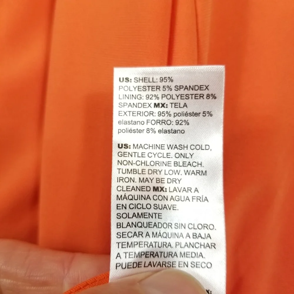 White House Black Market Orange Ruched Front Midi Skirt XL NWT‎ Stretch Jersey